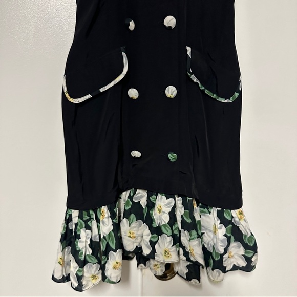 Handmade Halter Contrast Pleated Hem Floral Mini Dress Size Medium - Picture 3 of 7